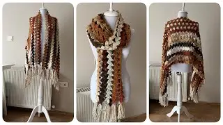 Even novices can do it very easily ❣️ SUBTITLE / Easy Crochet Rectangle Shawl, Scarf Patterns