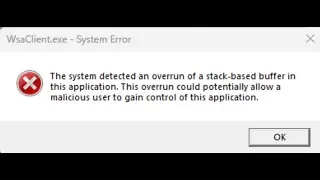 Fix WsaClient.exe System Error System Detected An Overrun Of Stack Based Buffer In This Application