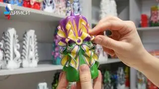 Carved candle by March 8 Beautiful violet from candle shop DIMSI