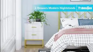 Tribesigns Modern Night Stand for Bedrooms, 2 Drawer Nightstands Sofa End Table XK00156