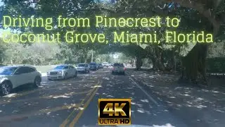 Driving from Pinecrest to Coconut Grove, Miami, Florida,  [4K]