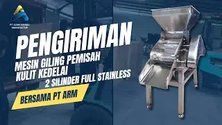pengiriman Mesin Giling Pemisah Kulit Kedelai 2 Silinder Full Stainless