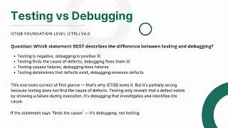 Testing vs Debugging | ISTQB Foundation Exam Prep