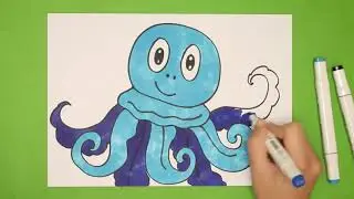 Как нарисовать мультяшную медузу маркерами. Рисование шаг за шагом
