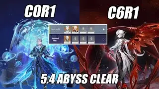 Arlecchino C6 & Neuvillette C0 x C0 kazuha trio 5.4 Abyss 36 star clear