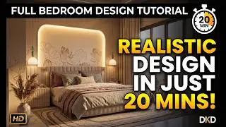 Complete Bedroom Design in 25 Mins! SketchUp to 4K Render (Using RenderGenie)