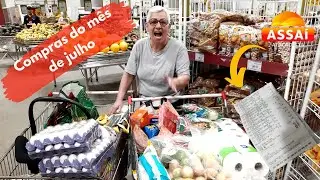 Compras do mês de julho atacadista Assaí/mostro os valores de tudo que comprei/