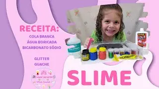 Slime com cola branca + água boricada + bicarbonato de sódio - usando poucos ingredientes