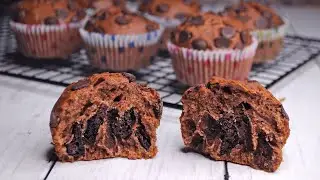 Como hacer magdalenas de chocolate. Magdalenas rellenas de chocolate