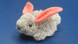 Ave Craft: How to make pom pom Rabbit from wool. DIY wolen pompom Bunny Rabbit idea. 