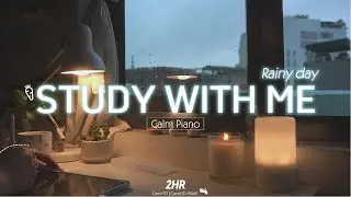 2-HOUR STUDY WITH ME | Calm Piano ️🎹 Rain sound🌧️, Background noises, Pomodoro 25-5