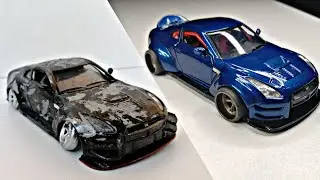 Restoration abandoned: CUSTOM: Nissan GTR R35 building model car 1/36