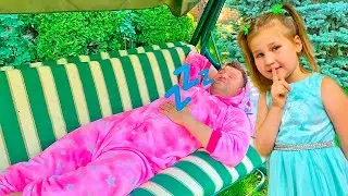Alice bothers Daddy to sleep - funny stories with Adam and Alice