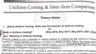 Uniform Costing Bcom 4th Semester Full explanation in hindi
