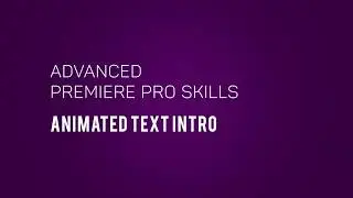 Advanced Premiere Pro Skills   Animated Text Intro