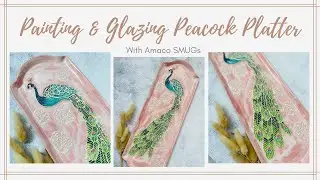 Glazing Peacock Platter using Amaco SMUGs (Glazing Tutorial)
