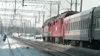 ТЭП70БС-159 + ТЭП70БС-045 с пассажирским поездом + вагонзак