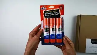 unboxing | amazon basics sheet protectors | elmer's glue sticks