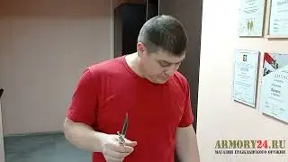 0 533 Нож Финка НКВД, сталь Х12МФ, рукоять пластик, желтая проставка, мельхиор