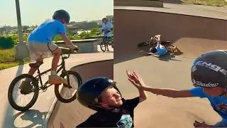 😬 OVERCOMING FEARS!- DROPPING IN AT THE SKATEPARK ON A BMX BIKE!