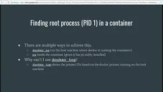 Finding root process PID 1 in a container