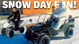 KiDS SNOW DAY!! Caleb LEARNS aBOUT SNOWFLAKES and PLAYS With a FUNNY YETI with MOM and DAD!