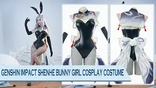 Genshin Impact Shenhe Bunny Girl Cosplay Costume Show