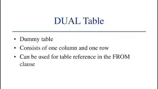 Dual Table in SQL and PLSQL