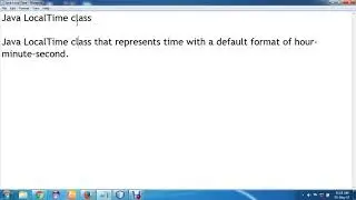Java LocalTime Class