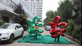 Parade And Stage Performance Walking Inflatable Hooked Wings Blow Up Octopus Costume