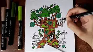 Mice in Tree - Time Lapse Using Sakura Pigma Micron Pens and Koi Colouring Brush Pens