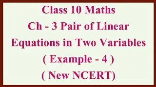 Ch - 3 Class 10 Maths | Ch - 3 Linear Equations ( Example - 4 ) | New NCERT | CBSE