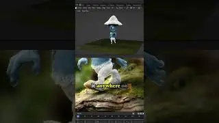 Scale plane UVs down & move texture projection for Smurf Cat meme - low poly 3d character in Blender