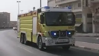 Dubai Civil Defense responding with 3 units - Command + Engine + Tanker Dubai Civil Defense Al Ras
