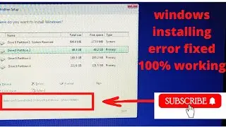 Fix windows installation error| windows cannot be installed to Disk 0 partition 2 Error GPT Style