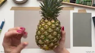 Скетч сухой пастелью. Рисуем Ананас