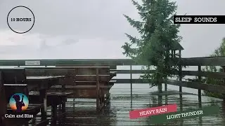 10 Hours Rain & light Thunder | Rainstorm Sounds for Sleep, Studying or Relaxation, White noise