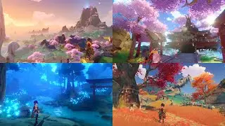 Teyvat Sunrise & Sunset Timelapse from Every Viewpoints - Part 3: Inazuma | Genshin Impact