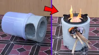 How to make cement firewood stoves with plastic bucket