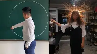 鏡頭下的神奇瞬間，牛人數學老師能徒手畫圓，物理老師獅子吼功能震碎玻璃杯，化學老師能吐火！各個身懷絕技！