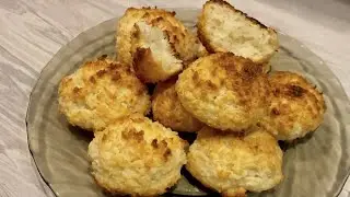 Coconut cookies for tea! Two ingredients. Just mix coconut and condensed milk