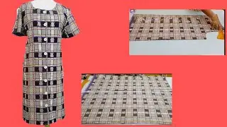 EASY CUTTING DIY DRESS WITH BUTTONS IN FRONT MADE FROM COTTON BATIK FABRIC