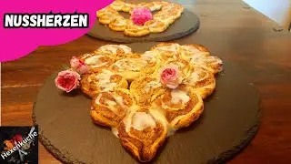 Nut rolls in a puff pastry heart. A simple, delicious recipe for Mother's Day.