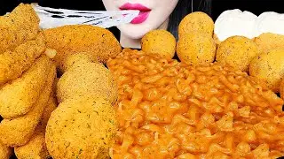 ASMR CHEESY CARBO FIRE NOODLE, CHEESE BALL, CHEESE STICKS 까르보불닭 뿌링클 치즈볼 먹방 EATING SOUNDS MUKBANG