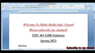 EDU 403 GDB # 1 Solution Spring 2023 || Don't copy/paste || Please subscribe to my chanel!