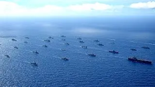 40 Ships and Submarines Sail in Formation in the Pacific Ocean