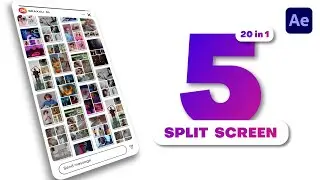 Vertical Multiscreen - 5 Split Screen | After Effects Template | Tutorial