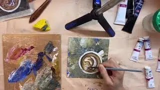 Acrylic painting process. Картина акрилом, кисть, мастихин.