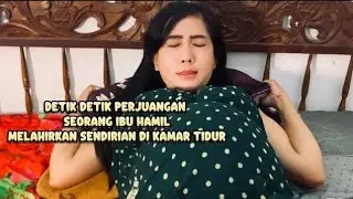 Seconds of struggle of pregnant mother giving birth alone in bedroom - Short pregnant film