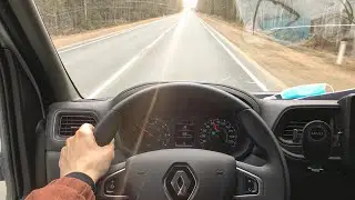 Дорога к дому и очень сильный ветер. Рено мастер 2020
